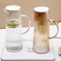 Pichet à eau froide en verre à grain vertical minimaliste 1300 ml, résistant à la chaleur