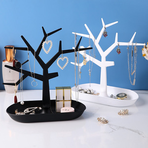 Tree Branch Jewelry Organizer <b>Desktop</b> Storage <b>Stand</b> Black And White Antler Design For Women Home Decorative Display Rack - Product Image 1