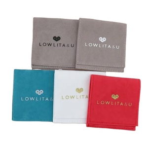 Customized logo Printed Jewelry Purse Packaging Velvet <b>Envelope</b> Pouches Bags for Rings Earrings Necklace Suede Dust Bag Small - Product Image 1
