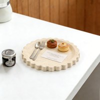 Nouveau plateau rond en travertin ondulé, matériau en résine durable, design moderne et solide, assiette pour servir des fruits, des gâteaux