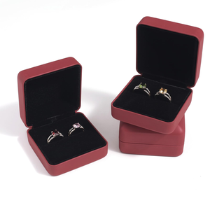 High-End Customized Leather Jewelry <b>Box</b> Iron <b>Ring</b> Necklace Pendant <b>Box</b> Bracelet Velvet Packaging Square <b>Box</b> Wholesale - Product Image 2