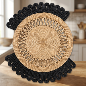Star Hometex High Demand Rectangle Jute Area <b>Rug</b> Handcrafted Braided Modern Style Floral Washable Non-Slip Flat Pile <b>Black</b> - Product Image 5