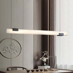 Lampadario Moderno a LED Regolabile in Altezza, Stile Antico in Ottone con Sospensione in Pietra d'Alabastro per Soffitto del Soggiorno - Product Image 2
