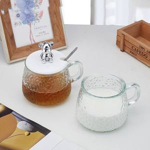 14oz 420ml <span class=keywords><strong>Desayuno</strong></span> cristalería Vasos Vaso de agua Café Jugo Taza de leche Taza de té de vidrio con tapa y cuchara - Product Image 6