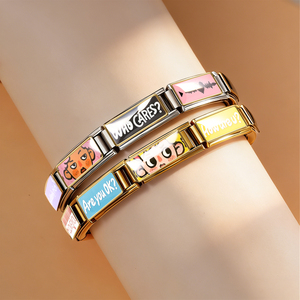 Breloques italiennes tendance et mignonnes <span class=keywords><strong>en</strong></span> acier inoxydable, motifs tigre, éléphant, <span class=keywords><strong>mots</strong></span> <span class=keywords><strong>anglais</strong></span> colorés, pour la création <span class=keywords><strong>de</strong></span> bracelets DIY <span class=keywords><strong>de</strong></span> 9 mm - Product Image 3