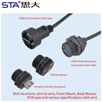 Conector roscado USB3.0 impermeable macho a hembra enchufe Instalación de placa de PC receptáculo FPC con Cable