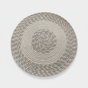 Modern White and Gray Braided 100% Cotton <b>Round</b> <b>Placemats</b> with Anti-Slip Feature for Weddings and Banquets - Product Image 2