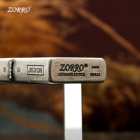 Briquet à flamme sauteuse coupe-vent Zorro Z91852 2024, nouveau modèle classique, motif Dragon et Tigre en argent antique, pour cigarettes et kérosène, idéal comme cadeau promotionnel