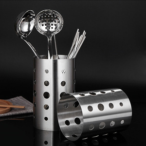 304 Stainless Steel Chopstick Holder Round Lattice Type Multipurpose Drainer Kitchen Tableware Storage Container Dishwasher Safe - Product Image 1