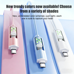 Câble de charge super rapide en silicone 4 en 1 avec lumière LED, 3 pieds, USB Type-C vers Type-C, connecteurs multiples pour téléphone portable - Product Image 5