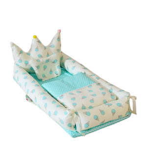 Lit <span class=keywords><strong>nid</strong></span> pour nouveau-né en coton biologique plié et calme imprimé tropical portable ensemble de literie pour bébé pour un sommeil confortable - Product Image 4