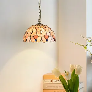Lampada a sospensione lampada a LED da 8 pollici in vetro colorato regolabile in altezza per camera da letto cucina