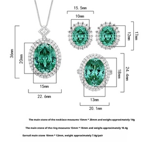 Fashion Eco-friendly Copper Delicate 15*20/13*18mm Green Zircon Pendant <b>Earrings</b> <b>Set</b> Dainty Jewelry <b>Set</b> for Everyday Style - Product Image 2