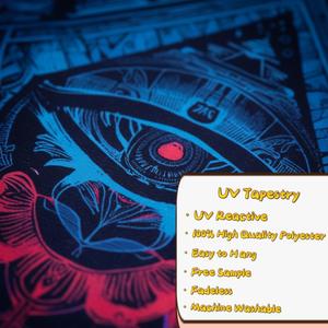 Tapisserie murale rectangle <span class=keywords><strong>psychédélique</strong></span> moderne personnalisée Impression lumière noire <span class=keywords><strong>UV</strong></span> Polyester tricoté Technique Aubusson pour <span class=keywords><strong>tenture</strong></span> murale - Product Image 2