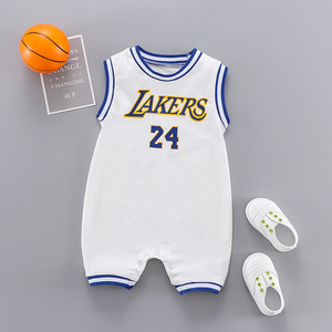 Tuta sportiva estiva senza maniche da basket per bambini appena nati bei vestiti per bambini in tessuto a maglia - Product Image 4
