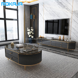 Italian Black Gold <strong>TV</strong> <strong>Stand</strong> Luxury Living Room Oval Rock Slab Coffee Table <strong>TV</strong> <strong>Stand</strong> Double <strong>Pine</strong> Antiseptic Drawer <strong>TV</strong> <strong>Stand</strong> - Product Image 1