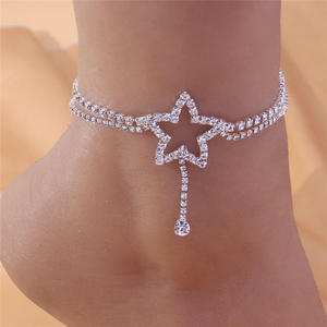 Venta al por mayor Boho Star Crystal Tassel Cross <span class=keywords><strong>Tobillera</strong></span> Set Plata Tobillo Pie Pulsera Mujeres - Product Image 2