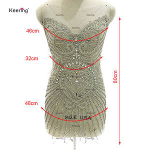 WDP-466 豪華な装飾のアップリケ ボディース ハンドメイド ラインストーンアップリケ パーティードレス用 - Product Image 2