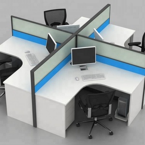 Cubículos de Oficina Modulares en Forma de L con 4 Asientos y Cristal para Call Center - Product Image 1