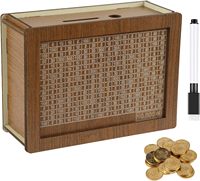 Cash Coin Retro Money Saving Box avec compteur Money Saver Tirelire en bois Tirelire pour enfants et adultes