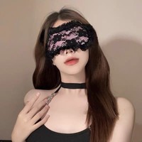 Masque et ensemble de restraints unisexe en dentelle de soie noire pour jeux de couple adultes, équipement BDSM, restraints Dominatrix, vente en gros