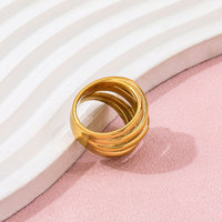 Fenny 18K Vergoldeter Großhandels-Modeschmuck Breiter Mehrfach Umwickelter Edelstahl-Fingerring Trendig für Damen