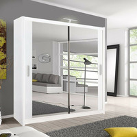Armoire moderne en bois avec miroir et porte coulissante au design innovant, meubles écologiques pour chambre à coucher et salon, personnalisables pour usage domestique