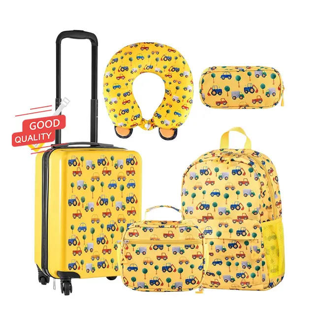 5 pièces ensemble de bagages pour enfants étui à bagages rigide pour filles garçons voyage valise à roulettes avec roues