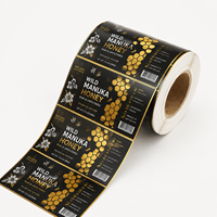Étiquettes autocollantes personnalisées avec logo de marque, en vinyle imperméable pour pots de miel, emballage en feuille d'or et impression d'étiquettes alimentaires