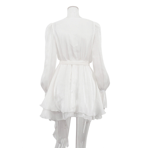 Abito da Donna 2025 con Cintura, Scollo <span class=keywords><strong>a</strong></span> V, Maniche Lunghe <span class=keywords><strong>a</strong></span> Campana, <span class=keywords><strong>Vestiti</strong></span> di Buona Qualità, Abiti <span class=keywords><strong>Corti</strong></span> per Signore - Product Image 5