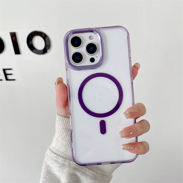 Clear Magnetic Mobile Phone Case for Infinix Hot 60 Pro/Tecno Spark 40 Pro Shockproof Acrylic+TPU Cover