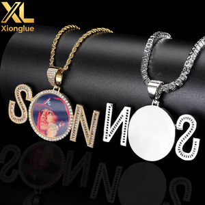 18K Gold Plated Custom SON Medallion Pendant Necklace Hip Hop Jewelry Personalized Memory <b>Frame</b> Pendant Gift for Women - Product Image 6