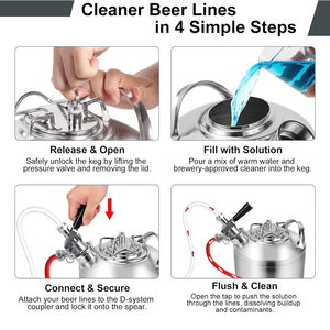 Kit de nettoyage de <span class=keywords><strong>fût</strong></span> de 6 L (1,6 gallon) tout en acier inoxydable 304 avec coupleur D simple pour lignes de brassage domestiques - Product Image 4