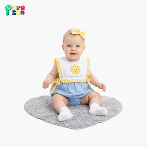 Tutina per Bambini Puresun con Applicazione e Fiocco, 100% Cotone Biologico, Senza Maniche, Personalizzabile - Product Image 1