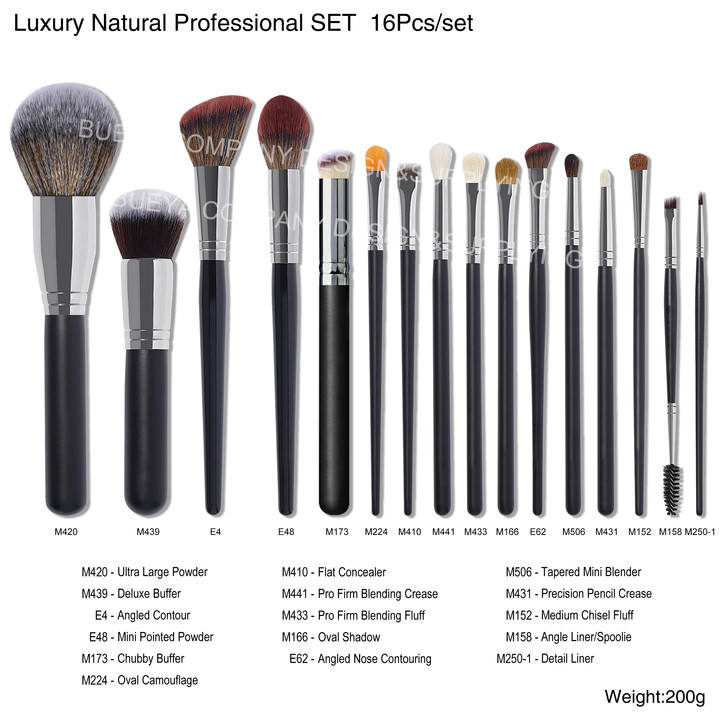 16pcs -Black Morph brosse-sac en plastique