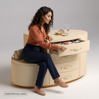 Armoire de rangement pour bijoux RZ personnalisée, îlot de dressing avec vitrine transparente pour l'organisation de bijoux domestiques