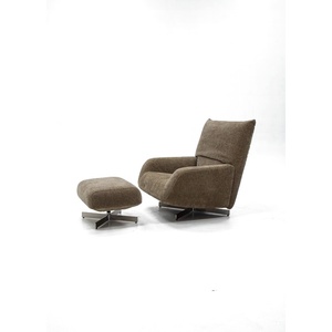 Sillón Reclinable de Diseño con Reposapiés, Silla Giratoria Contemporánea de Respaldo Alto, Silla de Ocio de Tela Afelpada para Oficina en Casa - Product Image 6
