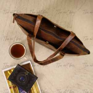 Sacs fourre-tout et sacs à main élégants en cuir véritable de qualité export pour femmes, grande capacité, design ouvert, fermeture éclair métallique - Product Image 4