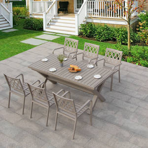 Juego de mesa de comedor al aire libre extensible Rectangular de aluminio de diseño moderno de lujo para 6-8 personas juego de mesa y silla - Product Image 3