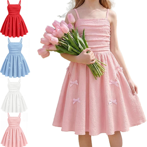 <span class=keywords><strong>Robe</strong></span> d'été fluide sans manches pour filles, tenue décontractée mignonne pour fête et plage, pour enfants de 4 à 12 ans, <span class=keywords><strong>robe</strong></span> évasée avec détail nœud pour le quotidien - Product Image 1