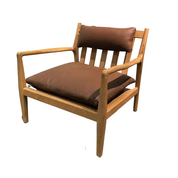 Mid Century Modern Nordic Möbel Sessel Einzels ofa Akzent PU-Leder Gepolstertes Wohnzimmer Holz Lounge Chair Mit Arm