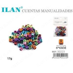 Perline con lettere ILAN 6x6mm, numeri colorati per lavoretti, 17g - Product Image 3