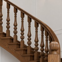 Escalier en colimaçon courbé sur mesure pour villa haut de gamme avec marches en bois massif et rampes en métal