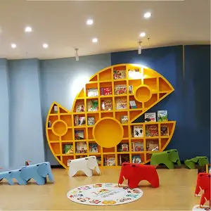 Rak buku kreatif tangga putih dan mainan penyimpanan buku sudut kotak kayu emas kualitas tinggi dinding anak-anak dinding kecil rak buku