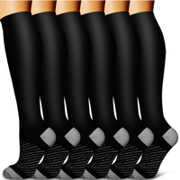 Femmes et Hommes Chaussettes de Compression Noires Compression Graduée 15-20mmHg Chaussettes de Sport Bas de Compression Unisexe Genou Haut