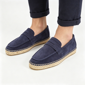 Mocassini Espadrillas Penny Loafer da Uomo Artigianali Premium in Pelle Scamosciata, Lusso Casual Slip-on con Suola in <span class=keywords><strong>Corda</strong></span> di Juta, <span class=keywords><strong>Scarpe</strong></span> Estive Traspiranti - Product Image 1