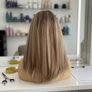 Pelucas Judías con Encaje Frontal Transparente y Reflejos Rubios <span class=keywords><strong>Ceniza</strong></span> - Cabello Remy Europeo Sin Pegamento, Todos los Colores Teñibles, Longitud Media - Product Image 2