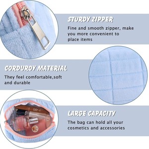 Factory New Custom Fashion Teddy Flat Cloth Towel <b>Makeup</b> <b>Bag</b> <b>Quilted</b> Puffy Pen Brush Velvet for <b>Bag</b> Large Capacity Zipper - Product Image 4