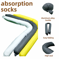 Chaussette absorbante universelle haute performance grise 100% PP Meltblown, noyau à absorption élevée, absorbe l'huile, l'eau et le liquide de refroidissement pour le contrôle des déversements