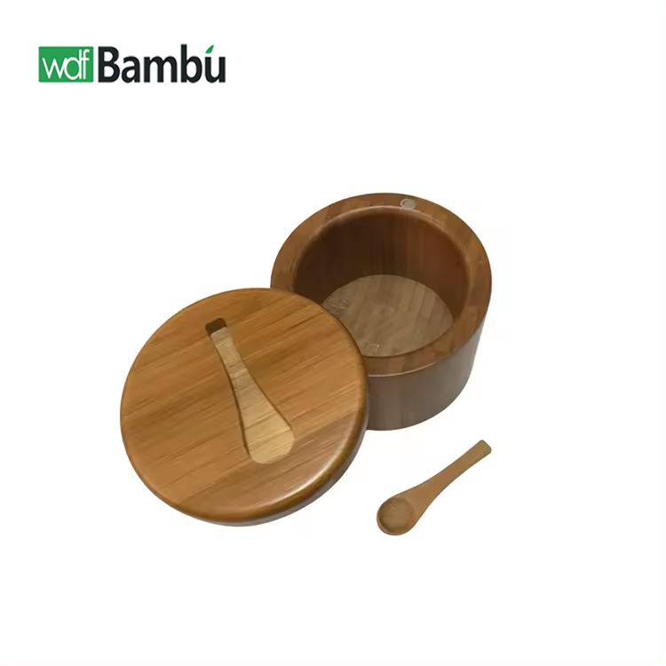 Wholesale Natural Wooden Bamboo Salt Box